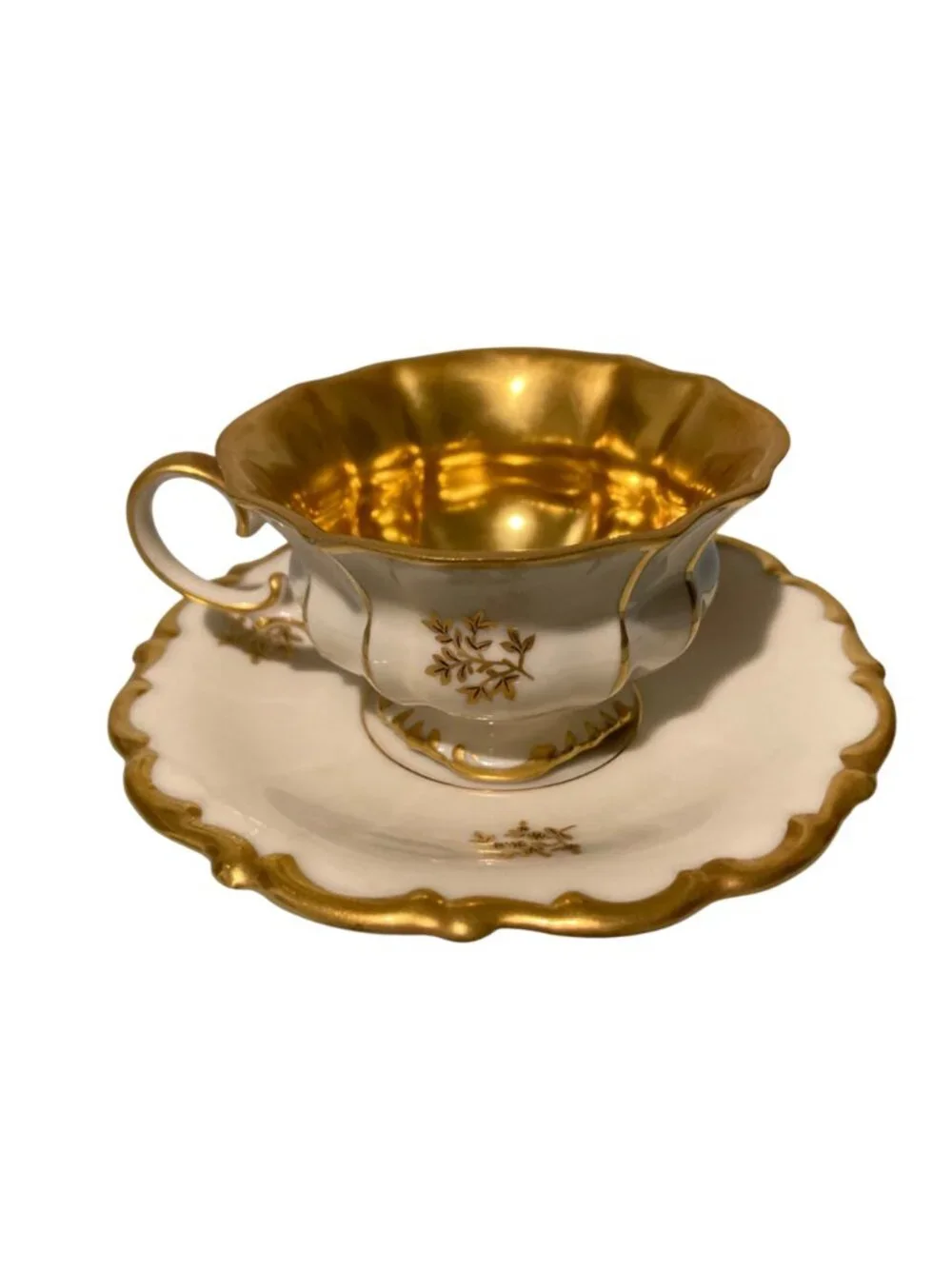 Lindner Keups Baroque Rocco Gold And White Courting Couple Demitasse Tea Cup